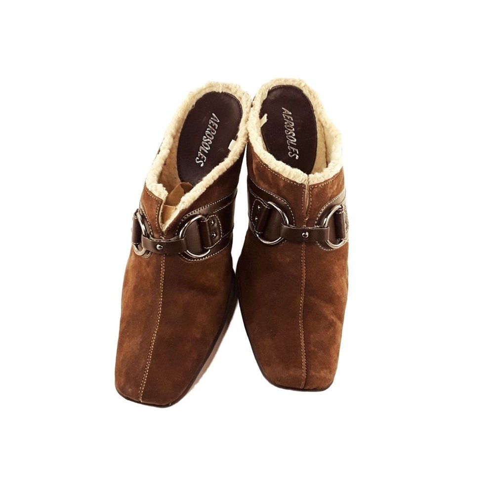 Aerosoles Cinch Of Salt Brown Suede Heeled Clog Mules- Womens Sz 9B - Picture 5 of 6